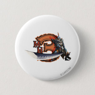 Macaron Rond 5 Cm Chasseur masculin avec la longues épée et armure