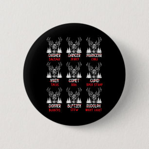 Macaron Rond 5 Cm Chasseurs de cerfs drôles de Noël Renne de Santa H