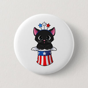 Macaron Rond 5 Cm Chat 4 juillet Meowica Kitten Américain Patriotiqu