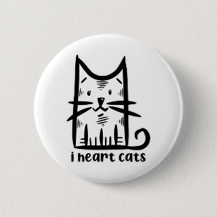Macaron Rond 5 Cm Chat à moustaches, j'adore les chats