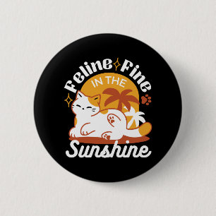 Macaron Rond 5 Cm Chat adorable se relaxer au soleil - Animal de com