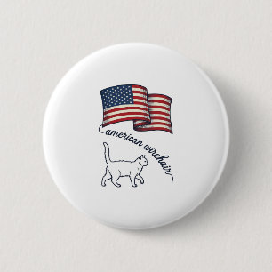 Macaron Rond 5 Cm Chat américain à poil dur patriotique Design vinta