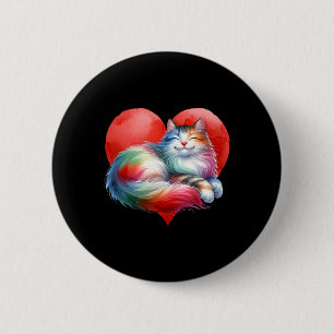 Macaron Rond 5 Cm Chat arc-en-ciel mignon chaton câlin coeur kitty a