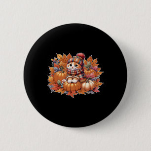 Macaron Rond 5 Cm Chat-automne-feuille-bonjour-automne-chat-chaton-a