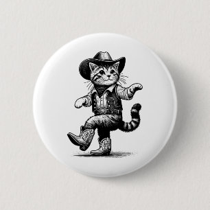Macaron Rond 5 Cm Chat Avec Cowboy Casquette Et Bottes Cowgirl Weste