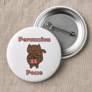 Macaron Rond 5 Cm Chat Batteur Mignon Groupe de Percussion Dessin An