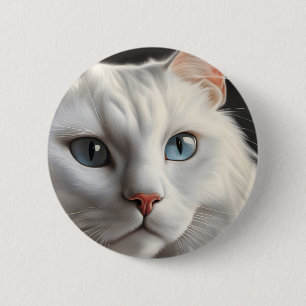 Macaron Rond 5 Cm Chat blanc
