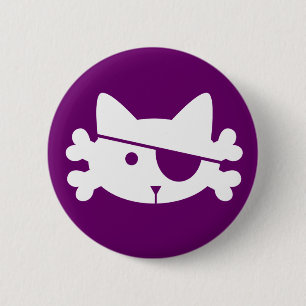 Macaron Rond 5 Cm Chat blanc de pirate - bouton