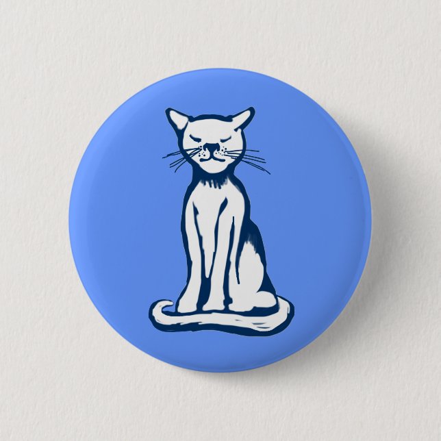 Macaron Rond 5 Cm chat bleu (Devant)