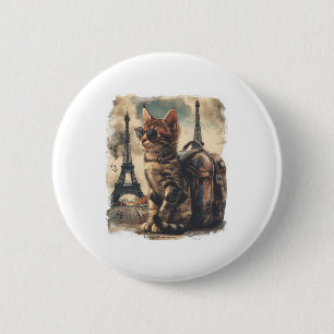 Macaron Rond 5 Cm Chat compagnon de voyage