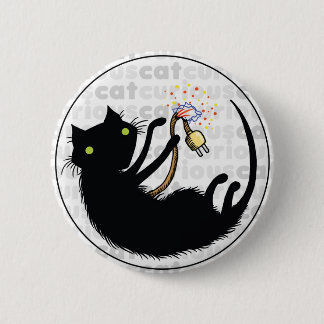 Macaron Rond 5 Cm Chat curieux avec le fil