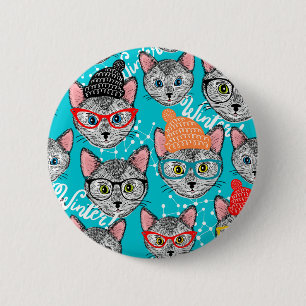Macaron Rond 5 Cm Chat dans le casquette