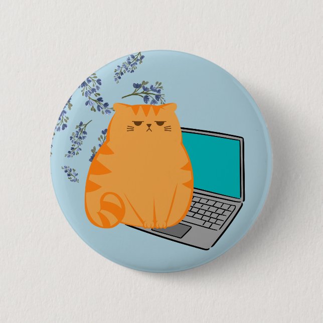Macaron Rond 5 Cm Chat de bureau (Devant)