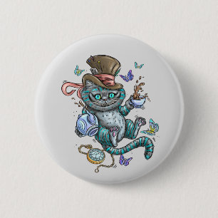 Macaron Rond 5 Cm Chat de Cheshire souriant