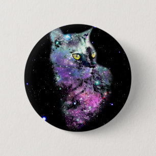 Macaron Rond 5 Cm Chat de nébuleuse dans l'espace