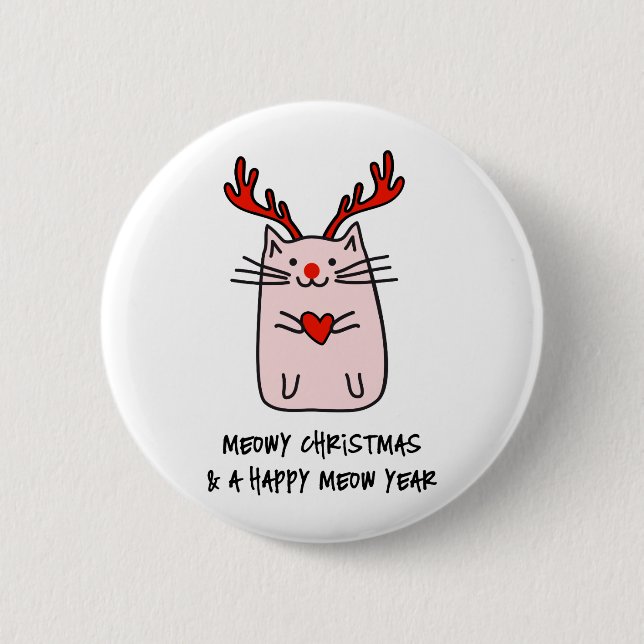 Macaron Rond 5 Cm Chat de Noël (Devant)