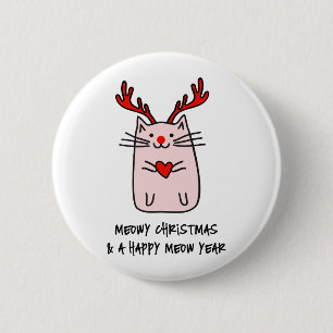 Macaron Rond 5 Cm Chat de Noël