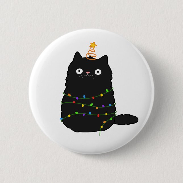 Macaron Rond 5 Cm Chat de Noël Cute Kawaii (Devant)