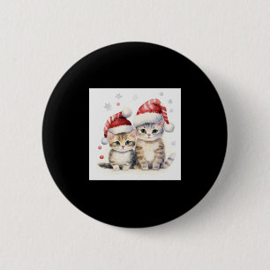 Macaron Rond 5 Cm Chat de Noël mignon