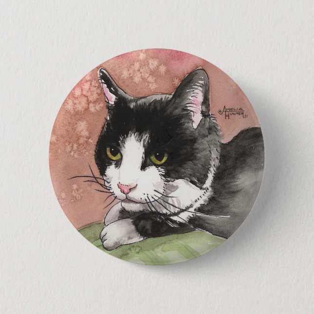 Macaron Rond 5 Cm Chat de smoking (Devant)