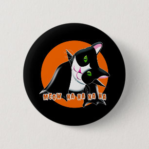 Macaron Rond 5 Cm Chat d'Halloween