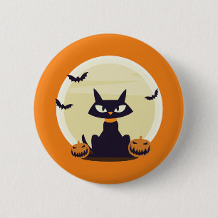 Macaron Rond 5 Cm Chat d'Halloween