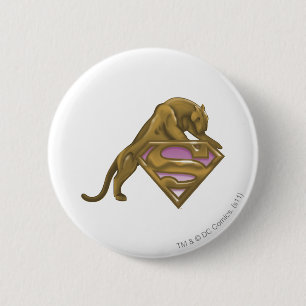 Macaron Rond 5 Cm Chat d'or de Supergirl