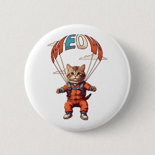 Macaron Rond 5 Cm Chat drôle de parachutisme