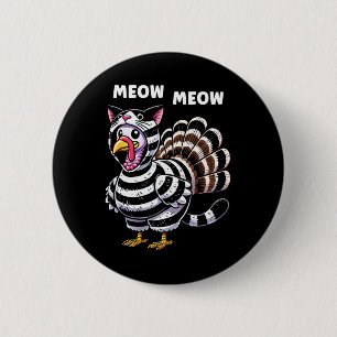 Macaron Rond 5 Cm Chat drôle de Thanksgiving dinde chat hommes femme
