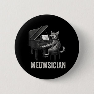 Macaron Rond 5 Cm Chat drôle jouant de la musique de piano Pun Meows