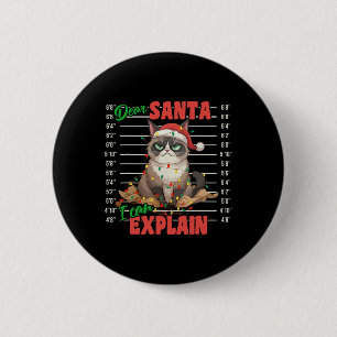 Macaron Rond 5 Cm Chat Drôle Mugshot Cher Père Noël Je Peux Explique