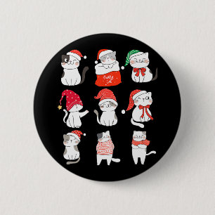 Macaron Rond 5 Cm Chat Drôle Noël Cute Kitten Pour Qui Aime Les Chat