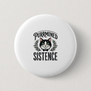 Macaron Rond 5 Cm Chat Drôle Purrminé Sistence Graphique Vintage_1