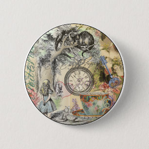 Macaron Rond 5 Cm Chat du Cheshire Alice au Pays des Merveilles Clas