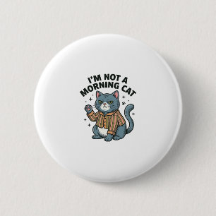 Macaron Rond 5 Cm Chat du matin Gravure vintage T-shirt drôle de cha