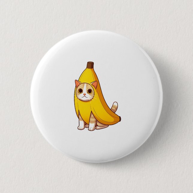 Macaron Rond 5 Cm Chat en costume de banane (Devant)