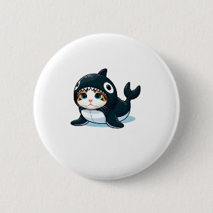 Macaron Rond 5 Cm Chat en costume Orca