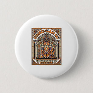 Macaron Rond 5 Cm Chat en Verre Cathédrale Vintage