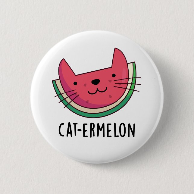Macaron Rond 5 Cm Chat-Ermelon Funny Chat Watermelon Pun (Devant)