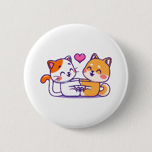 Macaron Rond 5 Cm Chat Et Shiba Inu