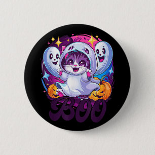 Macaron Rond 5 Cm Chat fantôme Boo