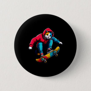 Macaron Rond 5 Cm Chat funky cool Illustration pour amateur de chat 