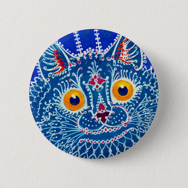 Macaron Rond 5 Cm Chat gothique bleu (Devant)