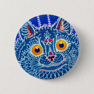 Macaron Rond 5 Cm Chat gothique bleu