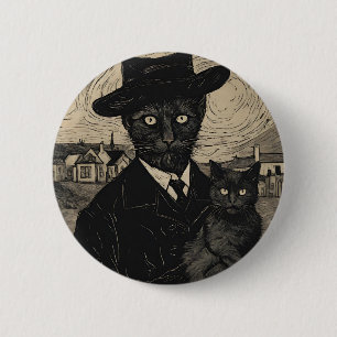 Macaron Rond 5 Cm Chat gothique Vincent Van Gogh Chats noirs