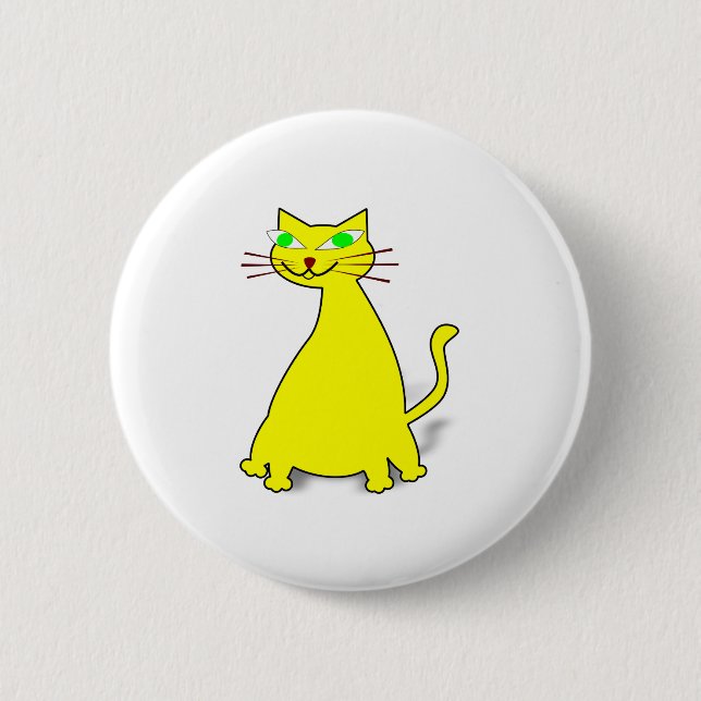 Macaron Rond 5 Cm Chat gras jaune (Devant)