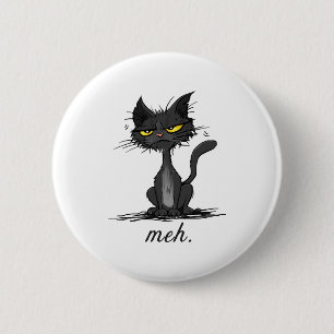Macaron Rond 5 Cm CHAT GRINCHEUX - Drôle de chat Meh - Cadeau pour D