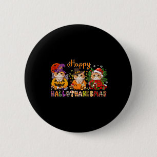Macaron Rond 5 Cm Chat Halloween Noël Joyeux Hallothanksmans Merci