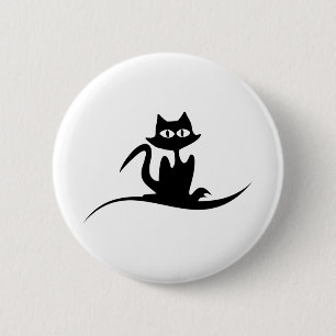Macaron Rond 5 Cm Chat Halloween Noir Silhouette Animal Éffrayant An