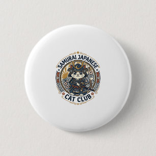 Macaron Rond 5 Cm Chat japonais samouraï Art vectoriel POD - Samoura